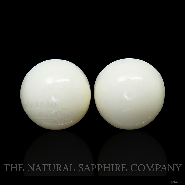 3.97 Ct.Tw. Salmon and White Cabochon Coral Pair from Italy