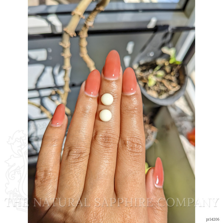 3.97 Ct.Tw. Salmon and White Cabochon Coral Pair from Italy