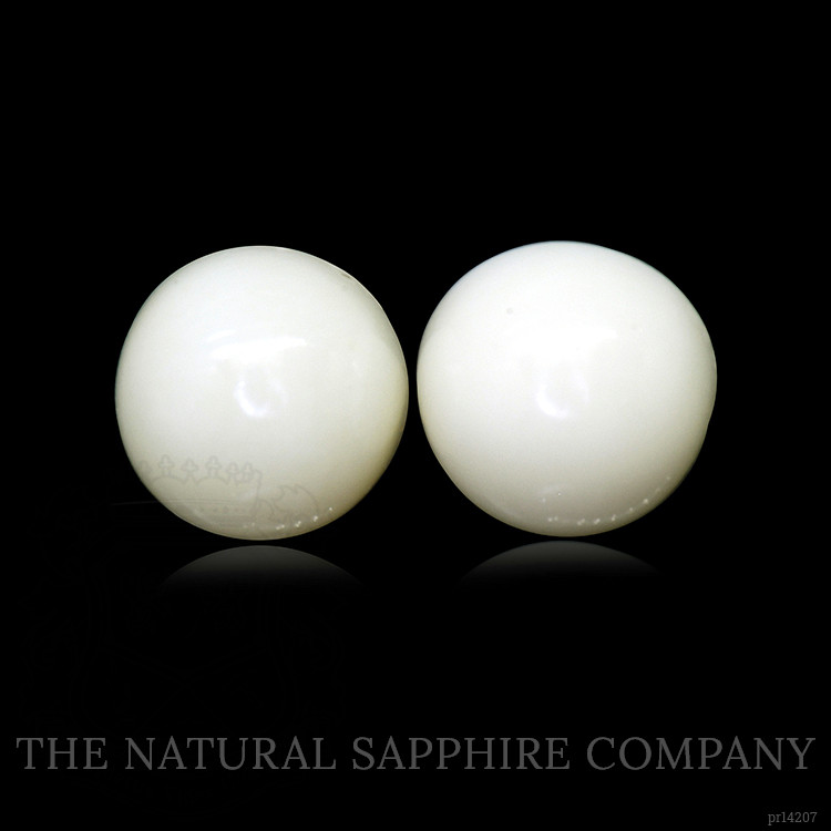 3.58 Ct.Tw. Salmon and White Cabochon Coral Pair from Italy