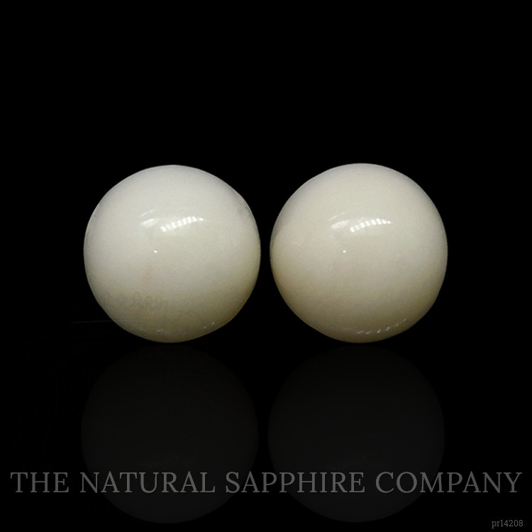 3.84 Ct.Tw. Salmon and White Cabochon Coral Pair from Italy