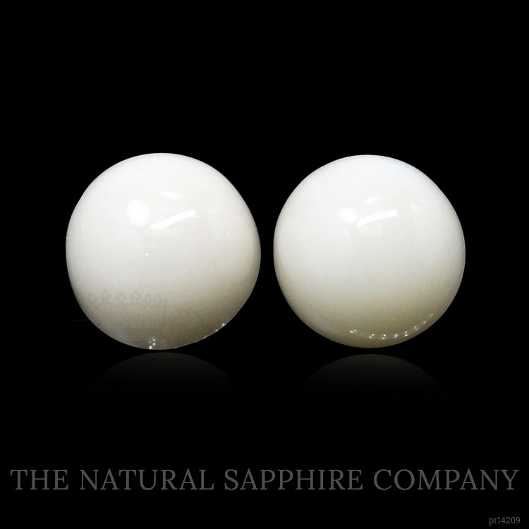3.80 Ct.Tw. Salmon and White Cabochon Coral Pair from Italy