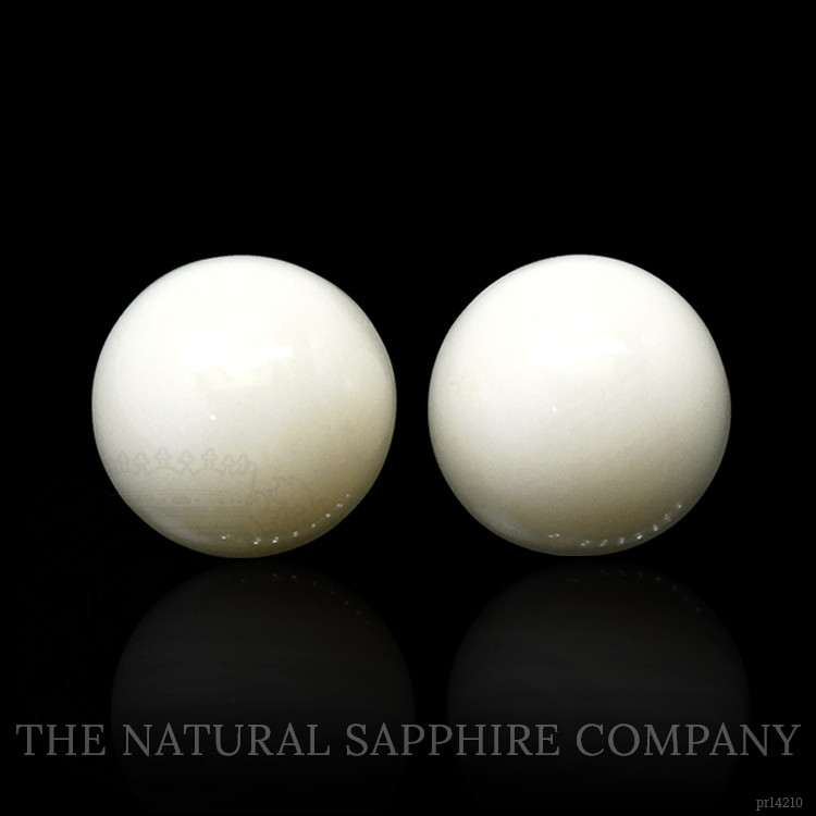 3.48 Ct.Tw. Salmon and White Cabochon Coral Pair from Italy