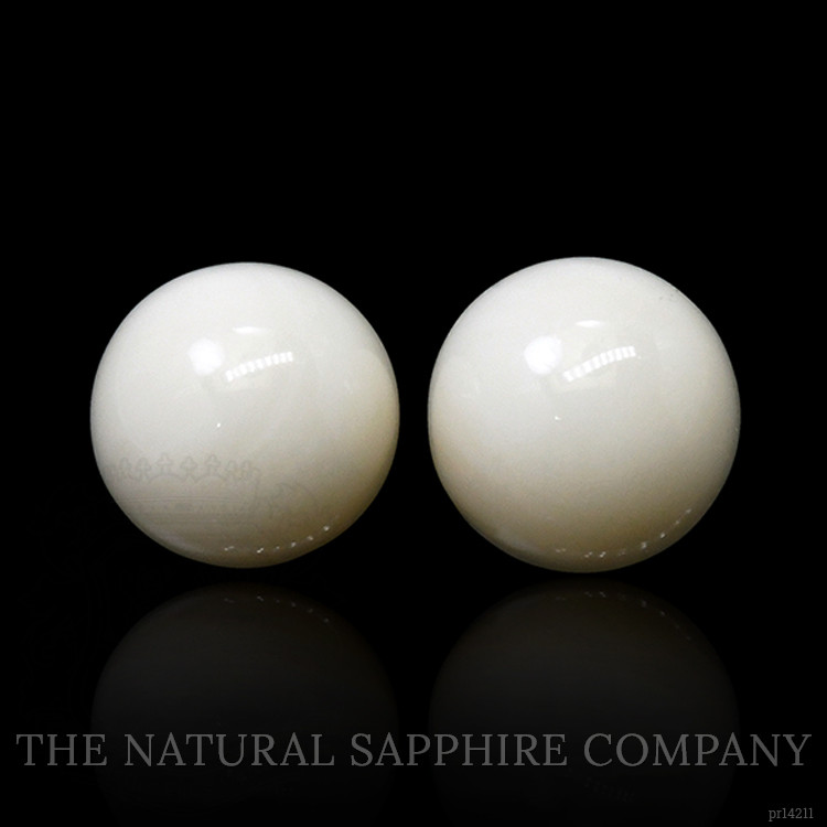 3.66 Ct.Tw. Salmon and White Cabochon Coral Pair from Italy