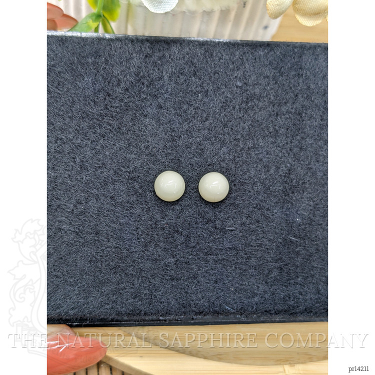 3.66 Ct.Tw. Salmon and White Cabochon Coral Pair from Italy