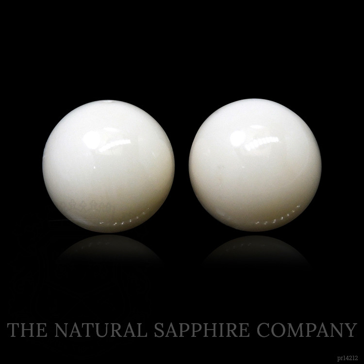 3.73 Ct.Tw. Salmon and White Cabochon Coral Pair from Italy