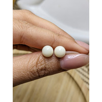 3.73 Ct.Tw.Total Carat Weight Salmon and White Cabochon Coral Pair from Italy Life Style