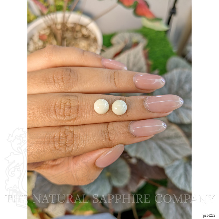 3.73 Ct.Tw. Salmon and White Cabochon Coral Pair from Italy