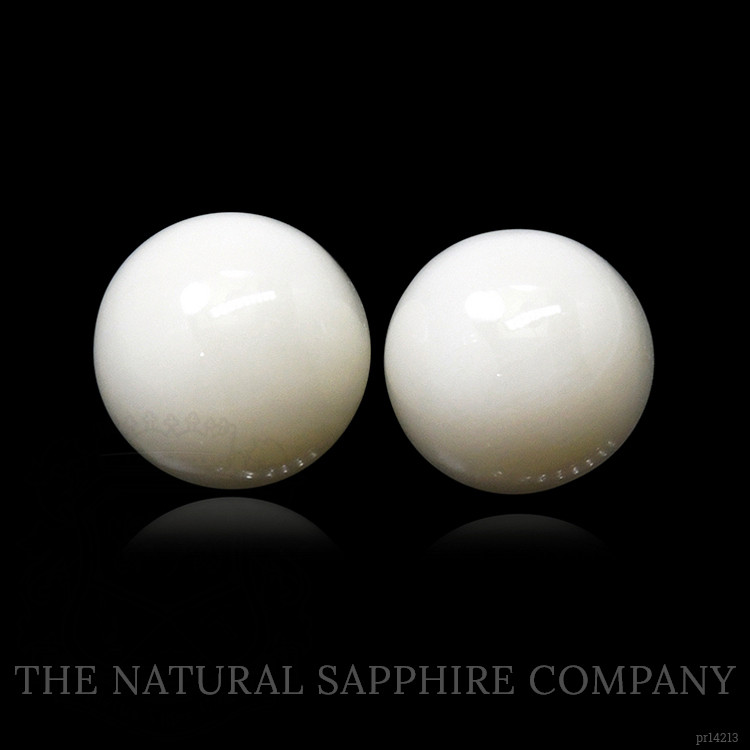 3.66 Ct.Tw. Salmon and White Cabochon Coral Pair from Italy
