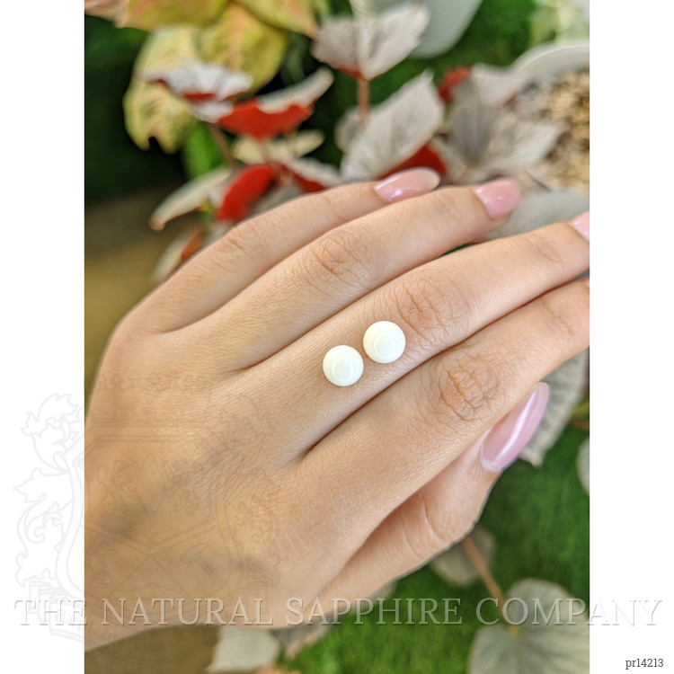 3.66 Ct.Tw. Salmon and White Cabochon Coral Pair from Italy