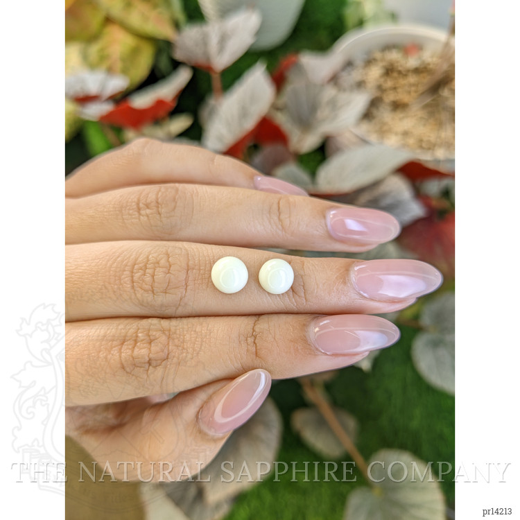 3.66 Ct.Tw. Salmon and White Cabochon Coral Pair from Italy