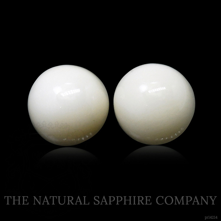3.64 Ct.Tw. Salmon and White Cabochon Coral Pair from Italy
