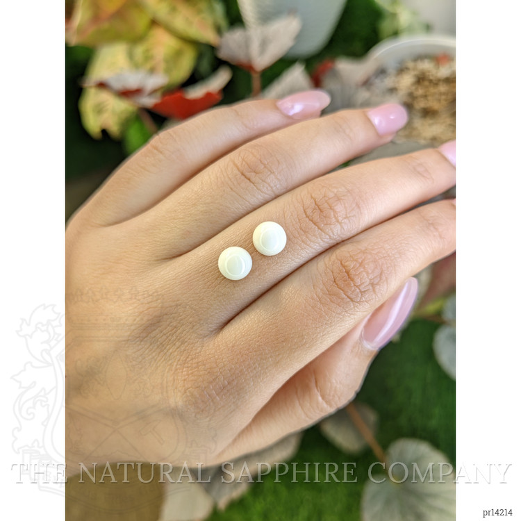 3.64 Ct.Tw. Salmon and White Cabochon Coral Pair from Italy