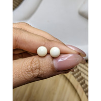 3.64 Ct.Tw.Total Carat Weight Salmon and White Cabochon Coral Pair from Italy Life Style