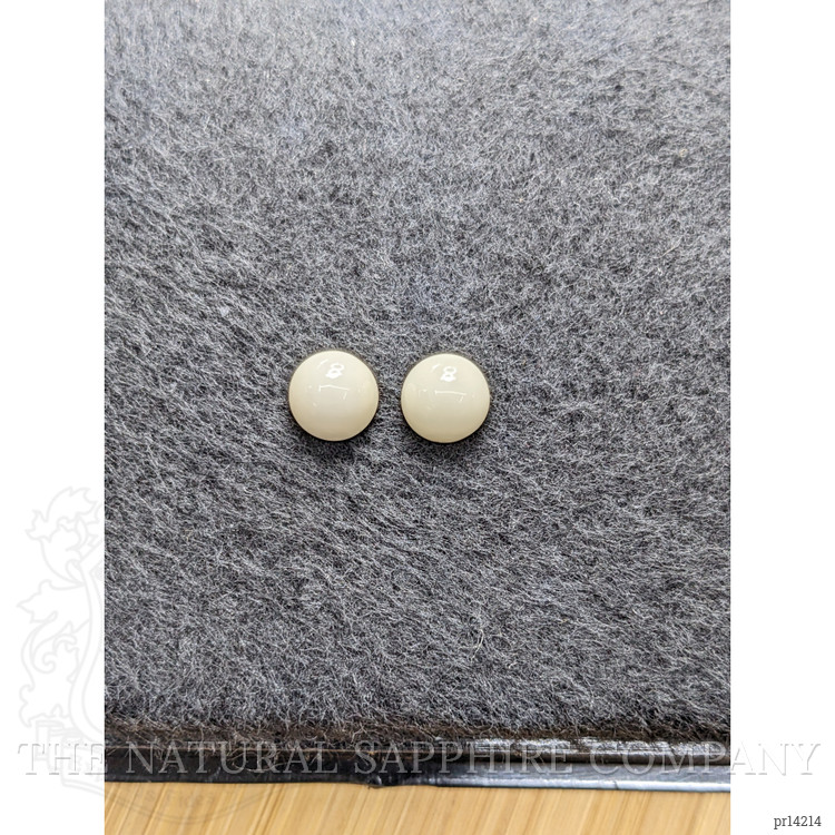 3.64 Ct.Tw. Salmon and White Cabochon Coral Pair from Italy