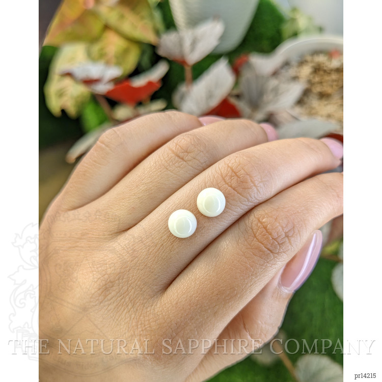 3.73 Ct.Tw. Salmon and White Cabochon Coral Pair from Italy
