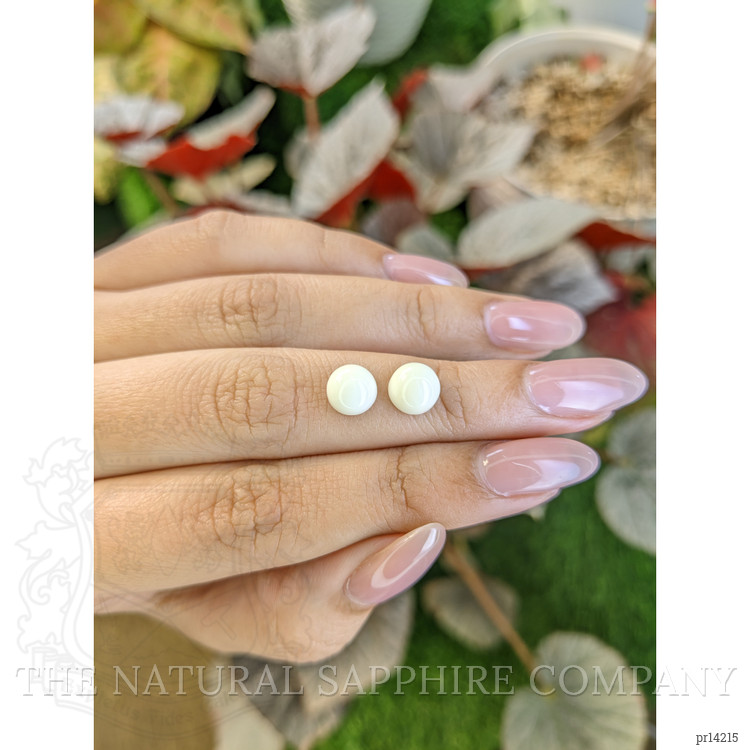 3.73 Ct.Tw. Salmon and White Cabochon Coral Pair from Italy