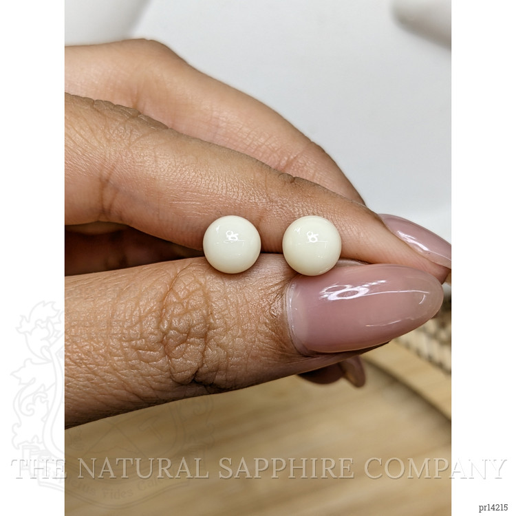 3.73 Ct.Tw. Salmon and White Cabochon Coral Pair from Italy