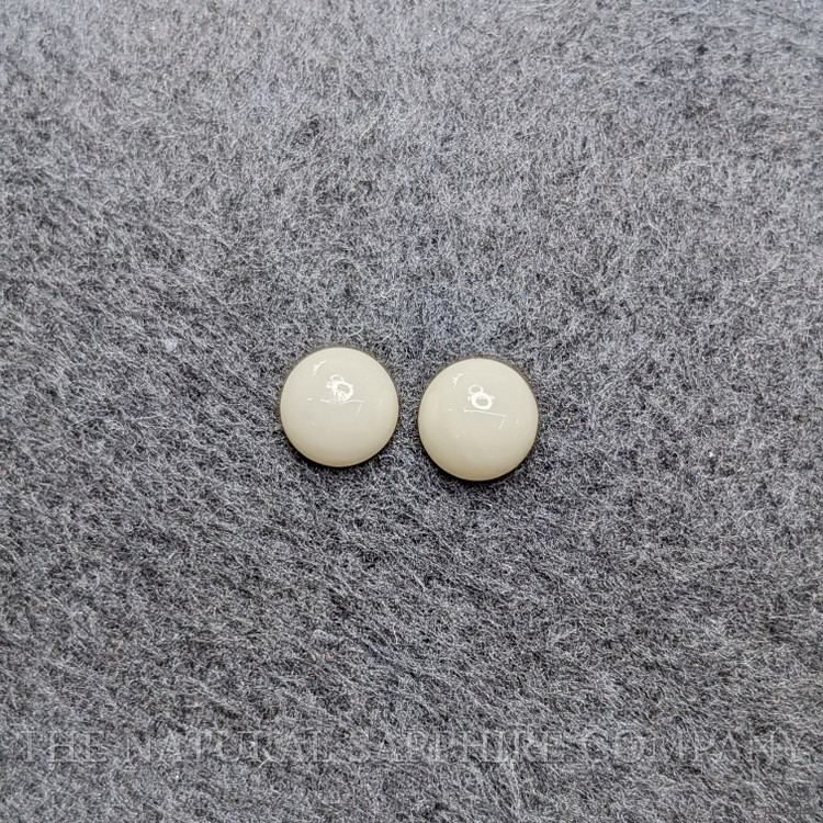 3.73 Ct.Tw. Salmon and White Cabochon Coral Pair from Italy
