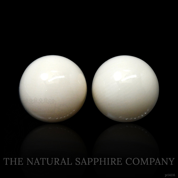 3.82 Ct.Tw. Salmon and White Cabochon Coral Pair from Italy