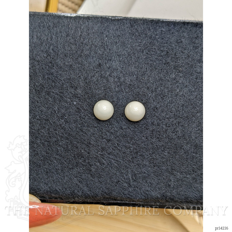 3.82 Ct.Tw. Salmon and White Cabochon Coral Pair from Italy