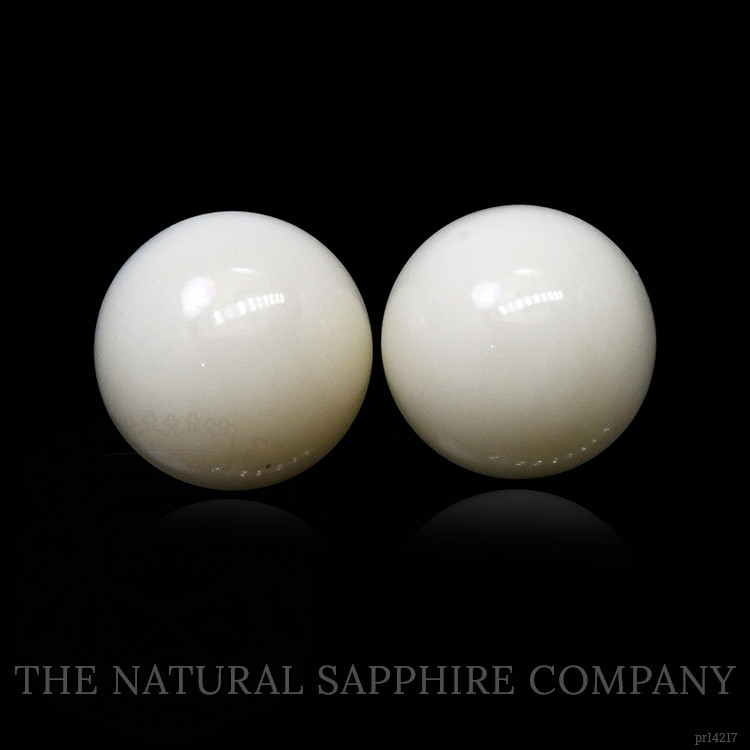 3.62 Ct.Tw. Salmon and White Cabochon Coral Pair from Italy