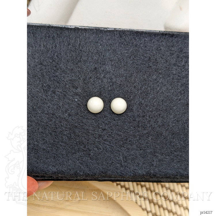 3.62 Ct.Tw. Salmon and White Cabochon Coral Pair from Italy