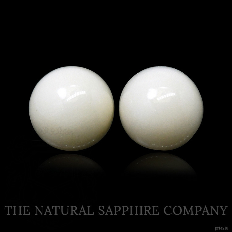 3.37 Ct.Tw. Salmon and White Cabochon Coral Pair from Italy