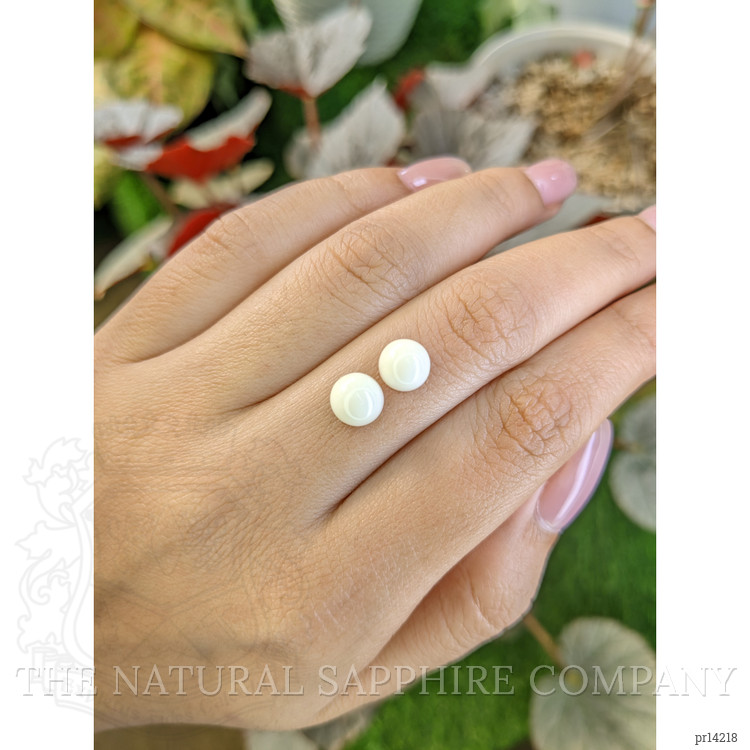3.37 Ct.Tw. Salmon and White Cabochon Coral Pair from Italy