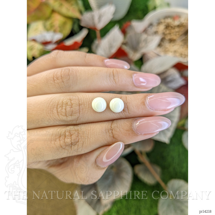 3.37 Ct.Tw. Salmon and White Cabochon Coral Pair from Italy