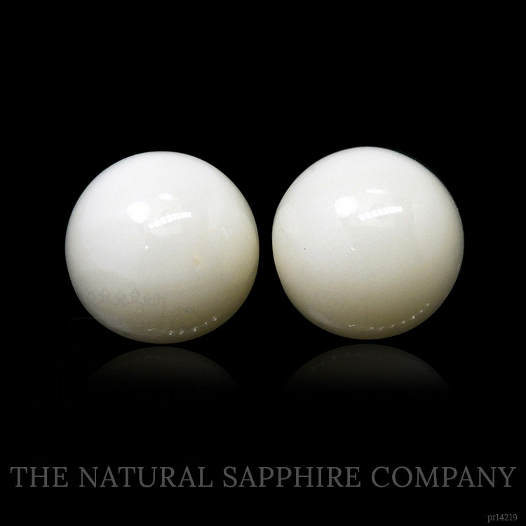 3.52 Ct.Tw. Salmon and White Cabochon Coral Pair from Italy
