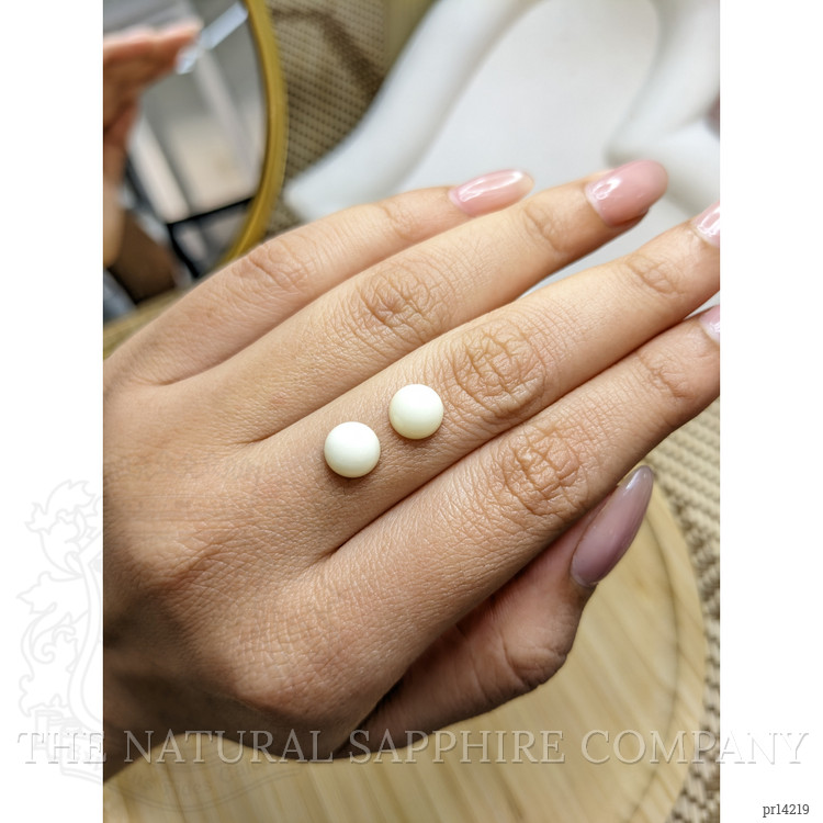 3.52 Ct.Tw. Salmon and White Cabochon Coral Pair from Italy