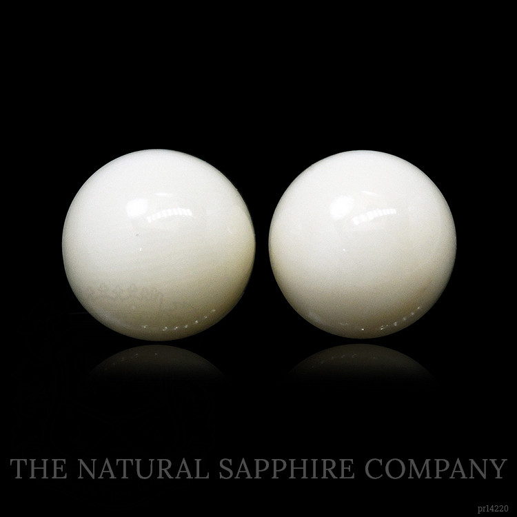 3.75 Ct.Tw. Salmon and White Cabochon Coral Pair from Italy