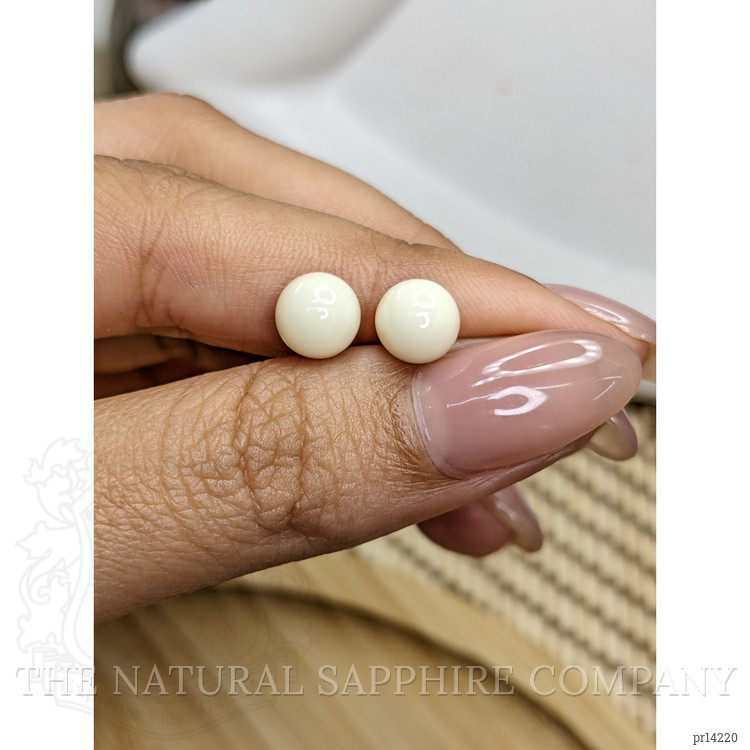 3.75 Ct.Tw. Salmon and White Cabochon Coral Pair from Italy