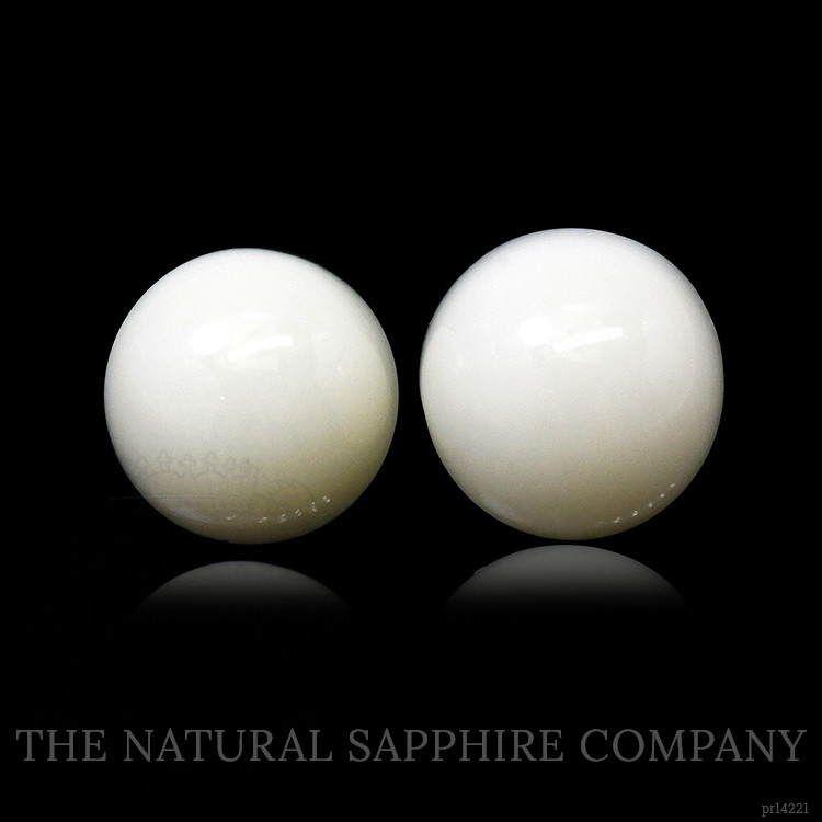 3.25 Ct.Tw. Salmon and White Cabochon Coral Pair from Italy