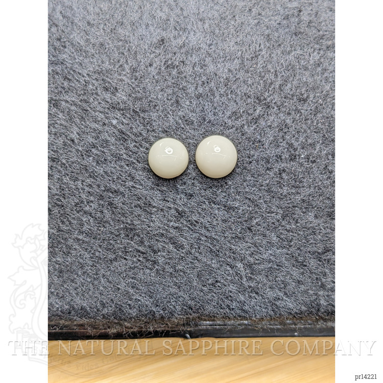 3.25 Ct.Tw. Salmon and White Cabochon Coral Pair from Italy