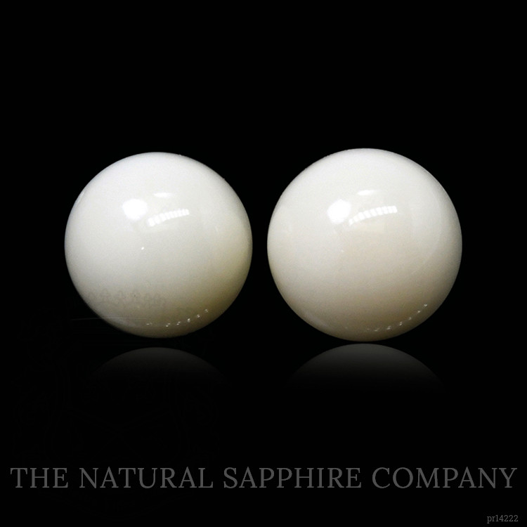 3.54 Ct.Tw. Salmon and White Cabochon Coral Pair from Italy