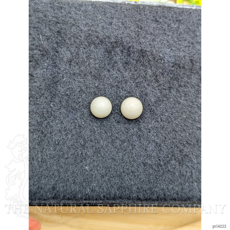 3.54 Ct.Tw. Salmon and White Cabochon Coral Pair from Italy