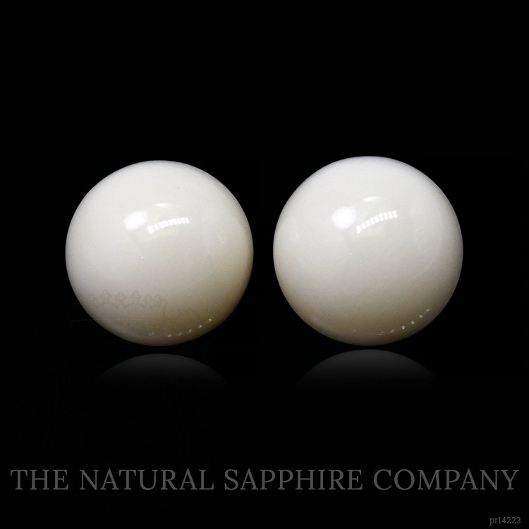 3.59 Ct.Tw. Salmon and White Cabochon Coral Pair from Italy
