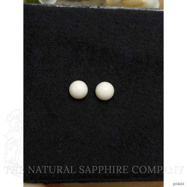 3.59 Ct.Tw. Salmon and White Cabochon Coral Pair from Italy