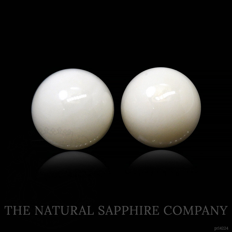 3.42 Ct.Tw. Salmon and White Cabochon Coral Pair from Italy