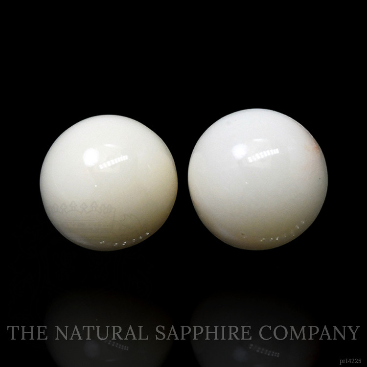 3.53 Ct.Tw. Salmon and White Cabochon Coral Pair from Italy