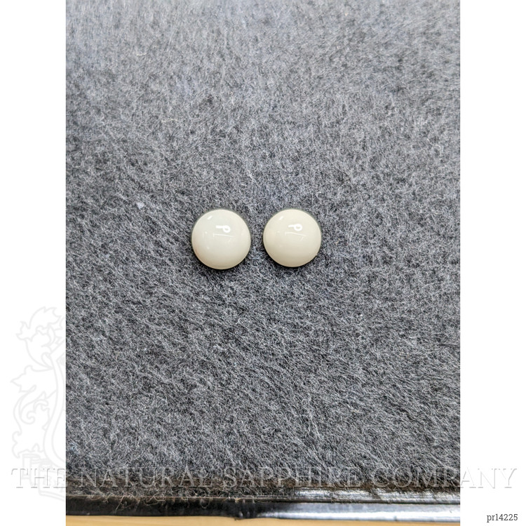 3.53 Ct.Tw. Salmon and White Cabochon Coral Pair from Italy