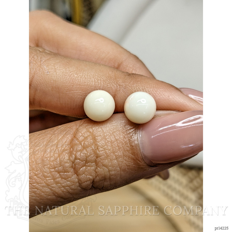 3.53 Ct.Tw. Salmon and White Cabochon Coral Pair from Italy