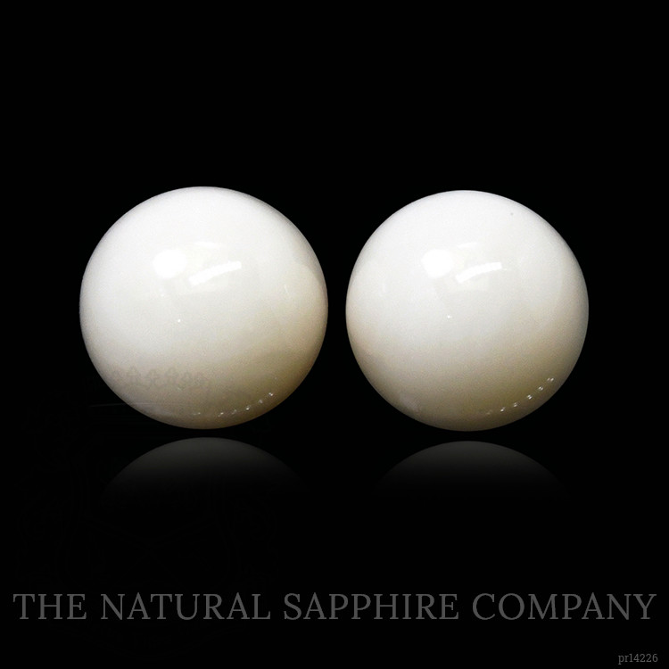 3.72 Ct.Tw. Salmon and White Cabochon Coral Pair from Italy