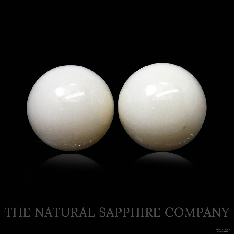 3.56 Ct.Tw. Salmon and White Cabochon Coral Pair from Italy