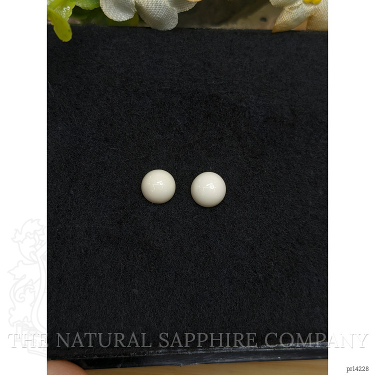 3.22 Ct.Tw. Salmon and White Cabochon Coral Pair from Italy