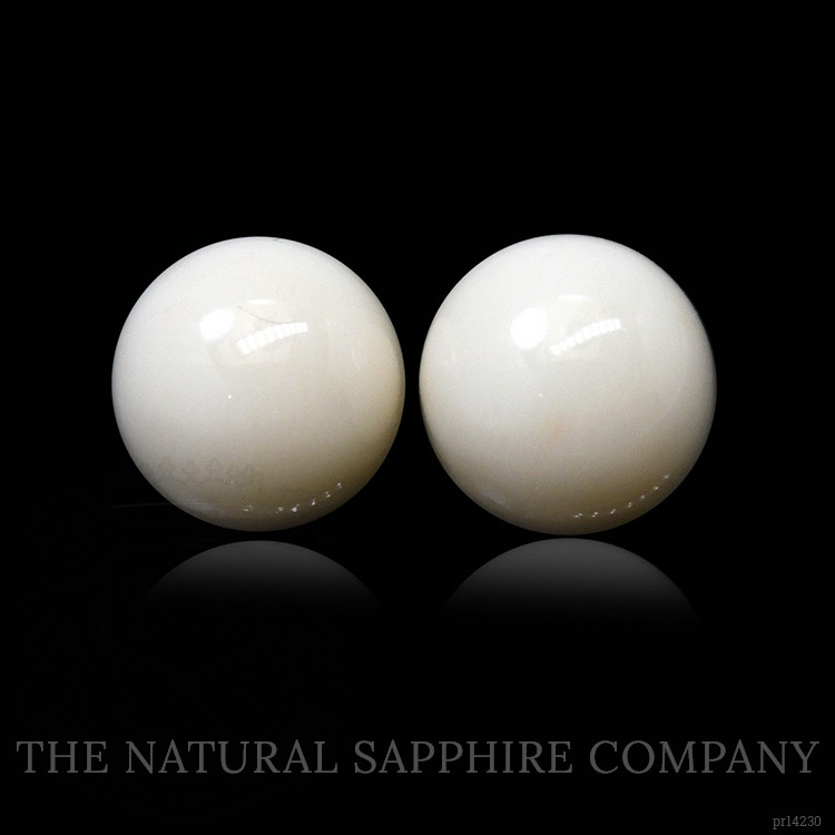 3.73 Ct.Tw. Salmon and White Cabochon Coral Pair from Italy