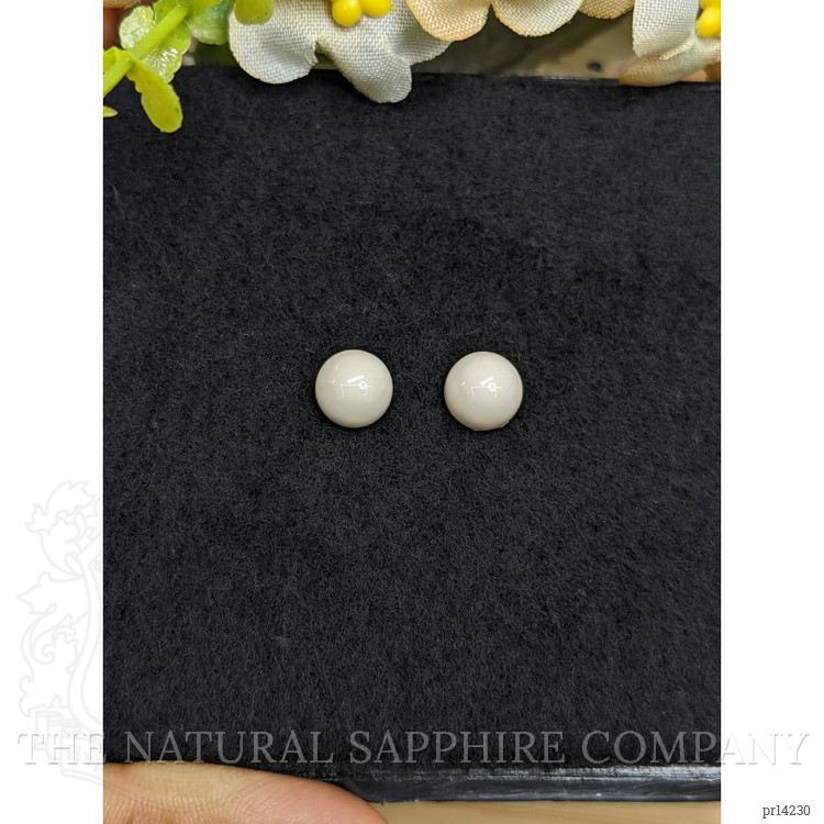 3.73 Ct.Tw. Salmon and White Cabochon Coral Pair from Italy