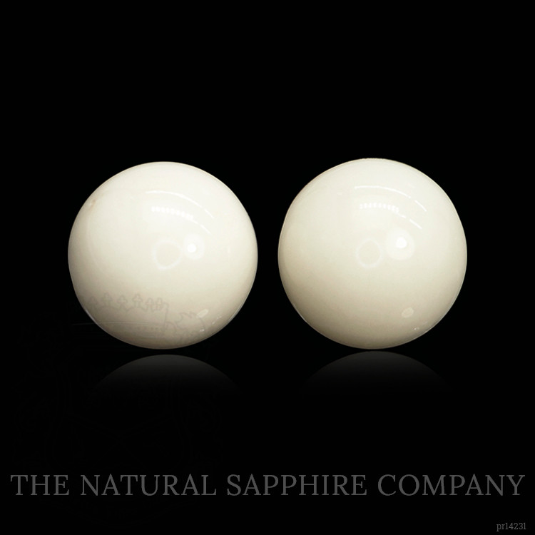 3.87 Ct.Tw. Salmon and White Cabochon Coral Pair from Italy