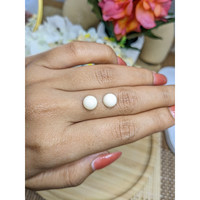 3.87 Ct.Tw.Total Carat Weight Salmon and White Cabochon Coral Pair from Italy Life Style